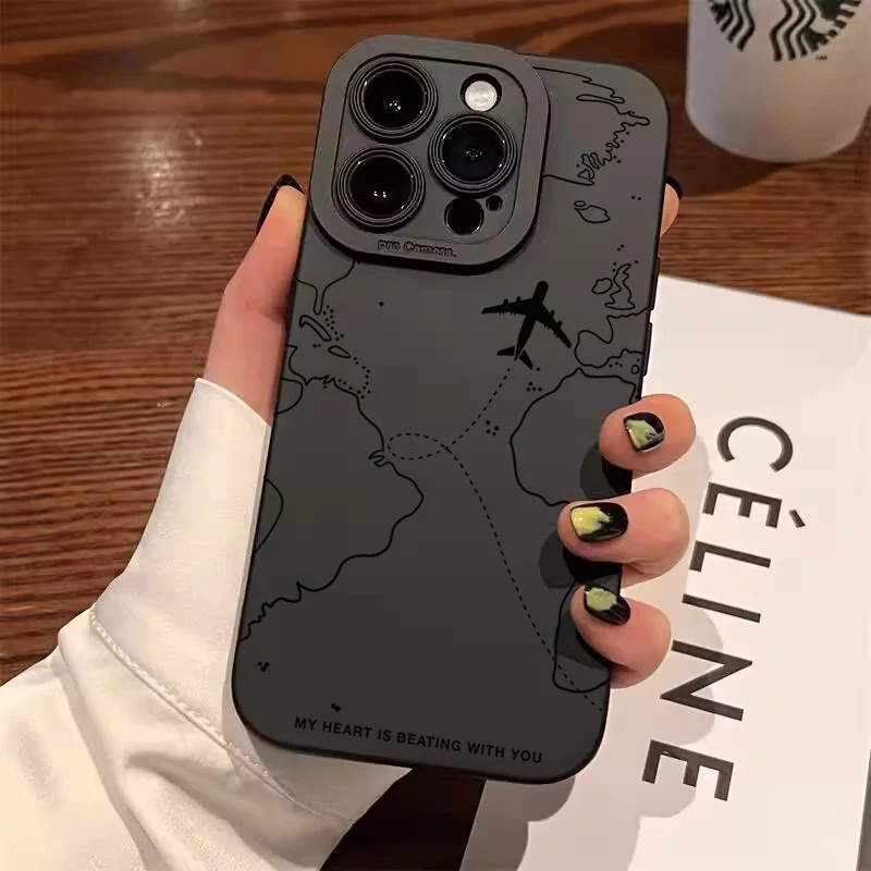 Чехол для телефона с дорожным рисунком airplane route desian для iphone 17
