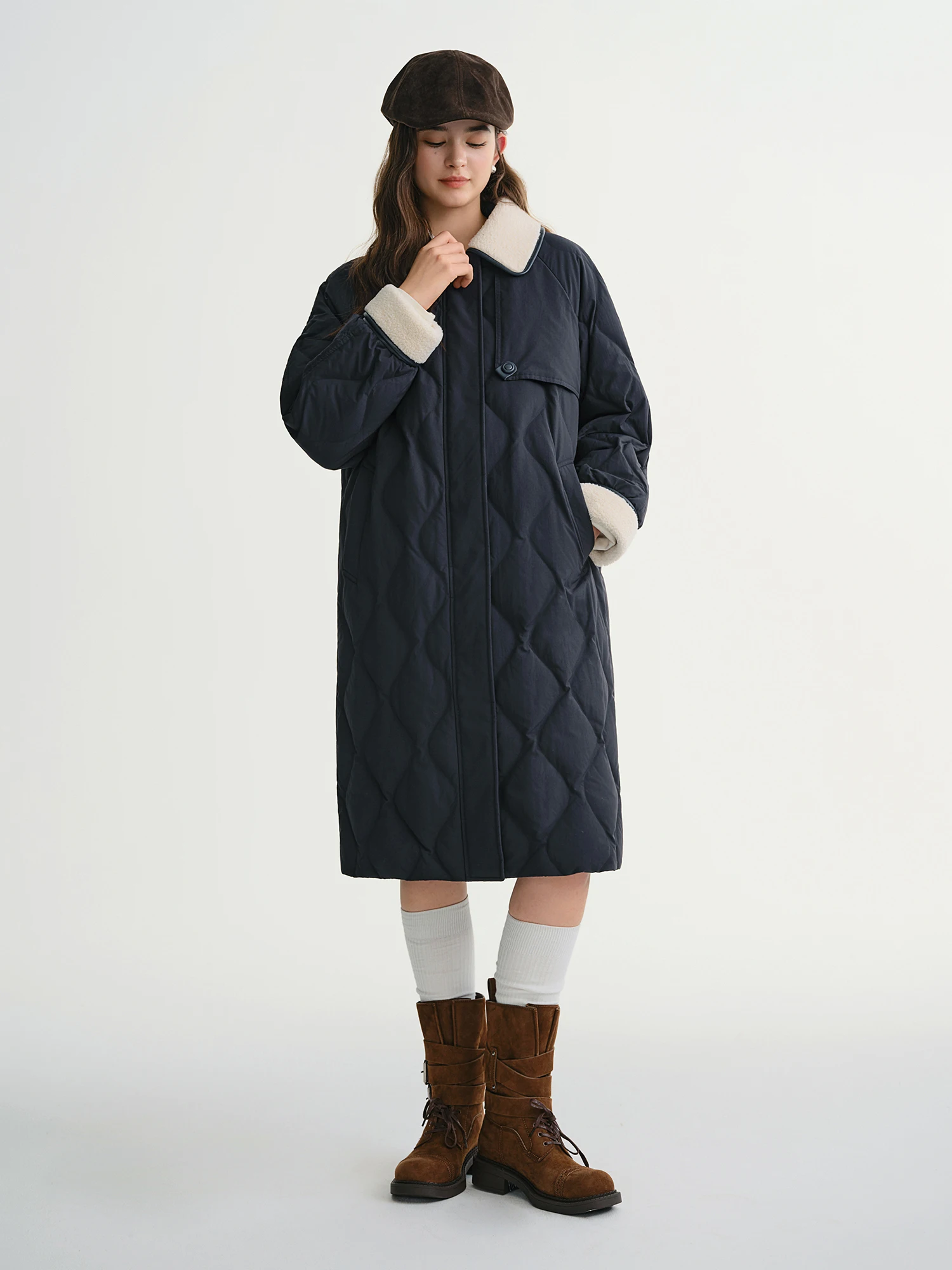 Dushu новый женский винтажный пуховик с цветными блоками 2025 - Фотография_4