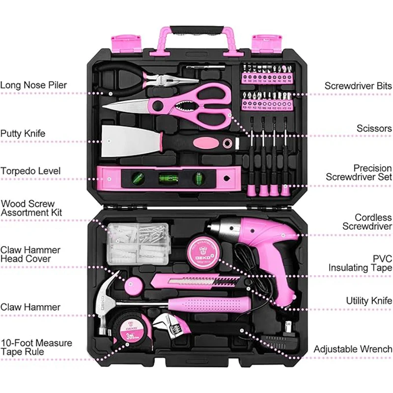 Deko dkmt98-gp розовый набор инструментов из 98 предметов - Фотография_2