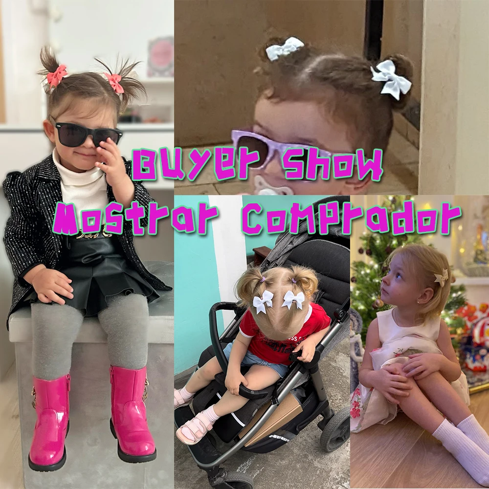 Однотонные детские заколки для волос с бантиками для маленьких девочек - Фотография_2