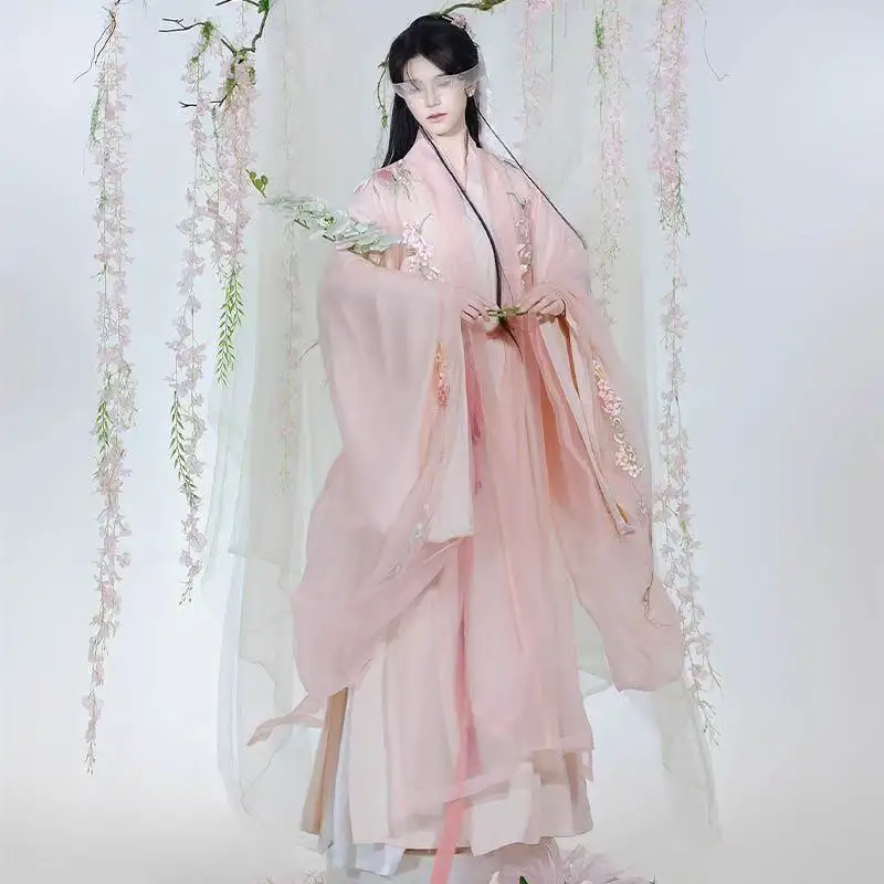 Розовый вышитый ханьфу для мужчин и женщин - Фотография_6