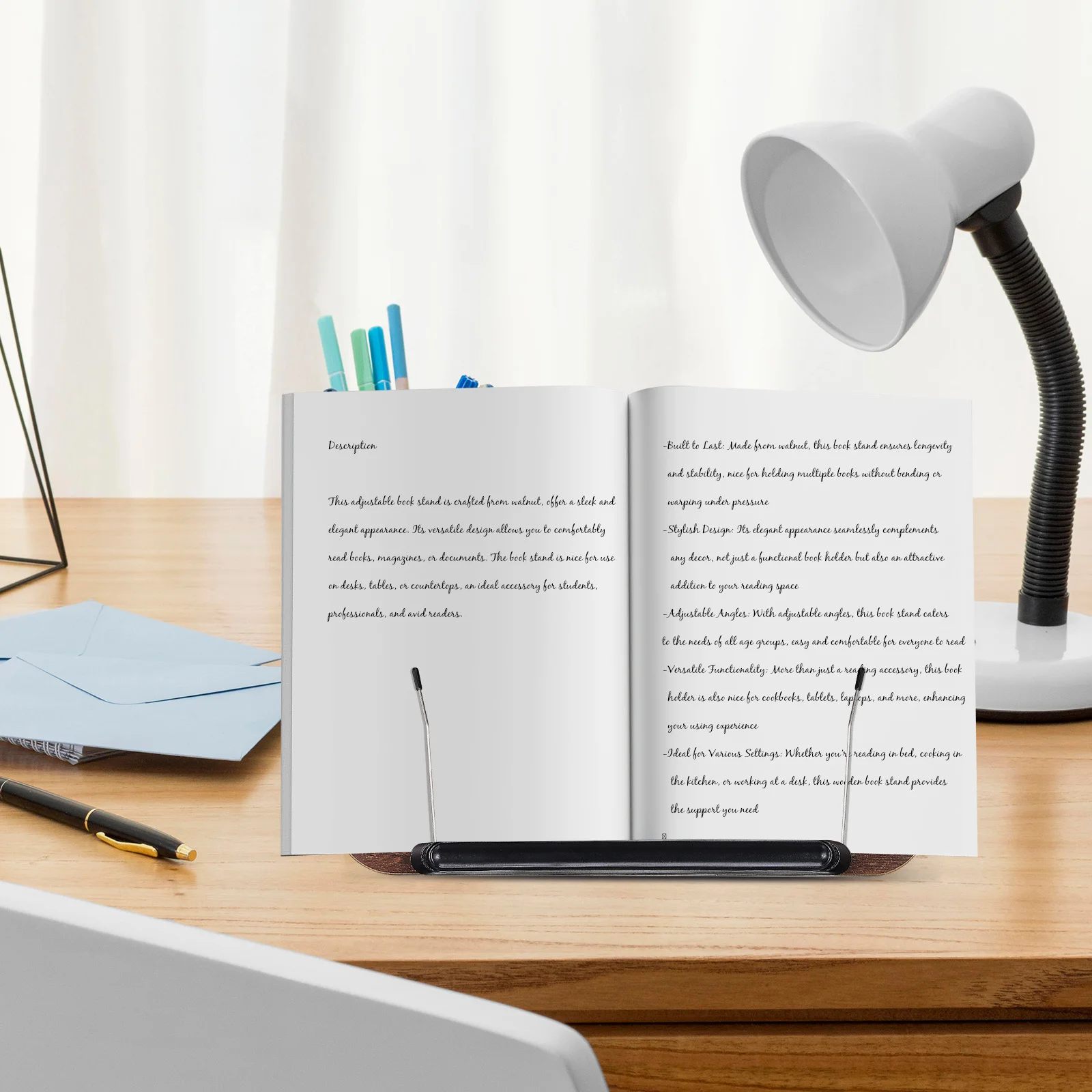 Регулируемая подставка для книг из орехового дерева - Фотография_2