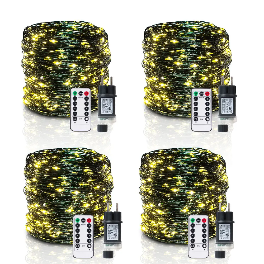 100 м светодиодная гирлянда с зеленым проводом