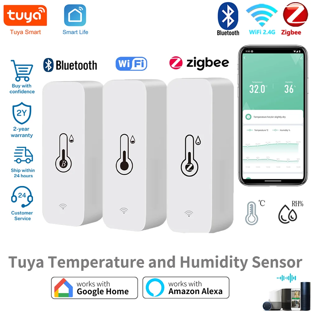 Умный датчик температуры и влажности tuya zigbee 3