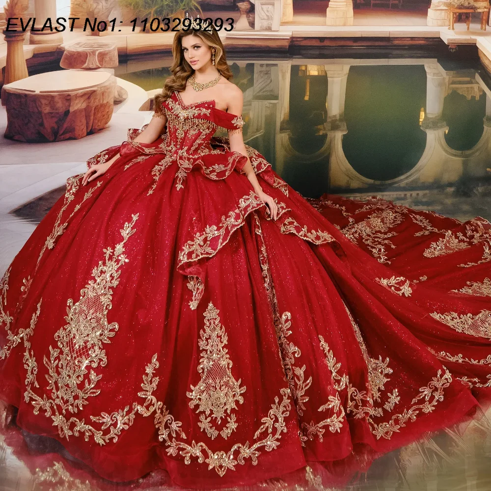 Evlast индивидуальное мексиканское красное платье quinceanera
