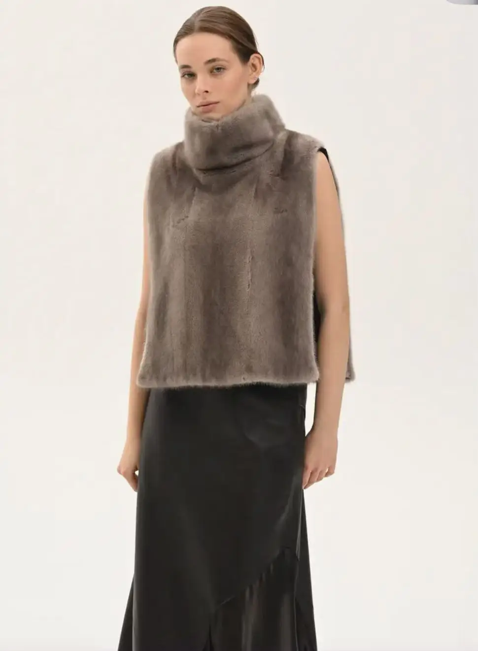 Женская новая шаль из натурального норкового меха