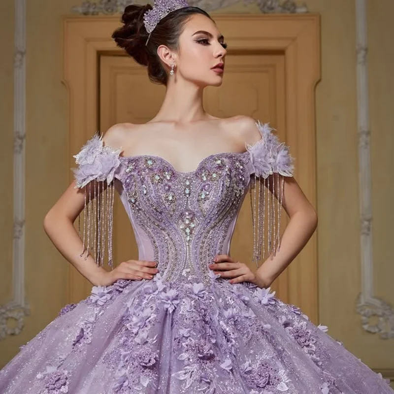 Блестящие фиолетовые платья quinceanera - Фотография_2