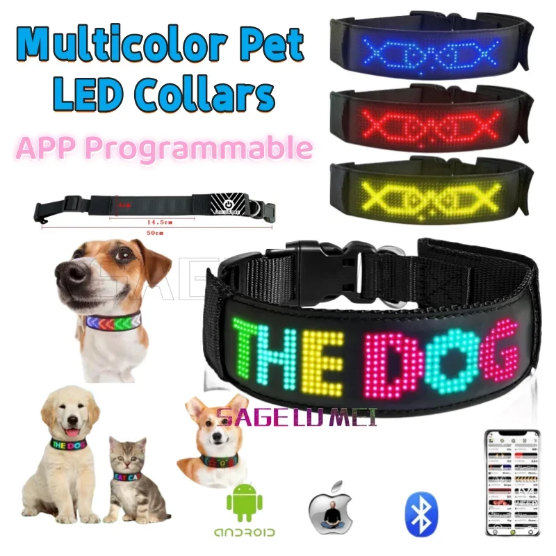 Rgb многоцветные светодиодные ошейники для собак