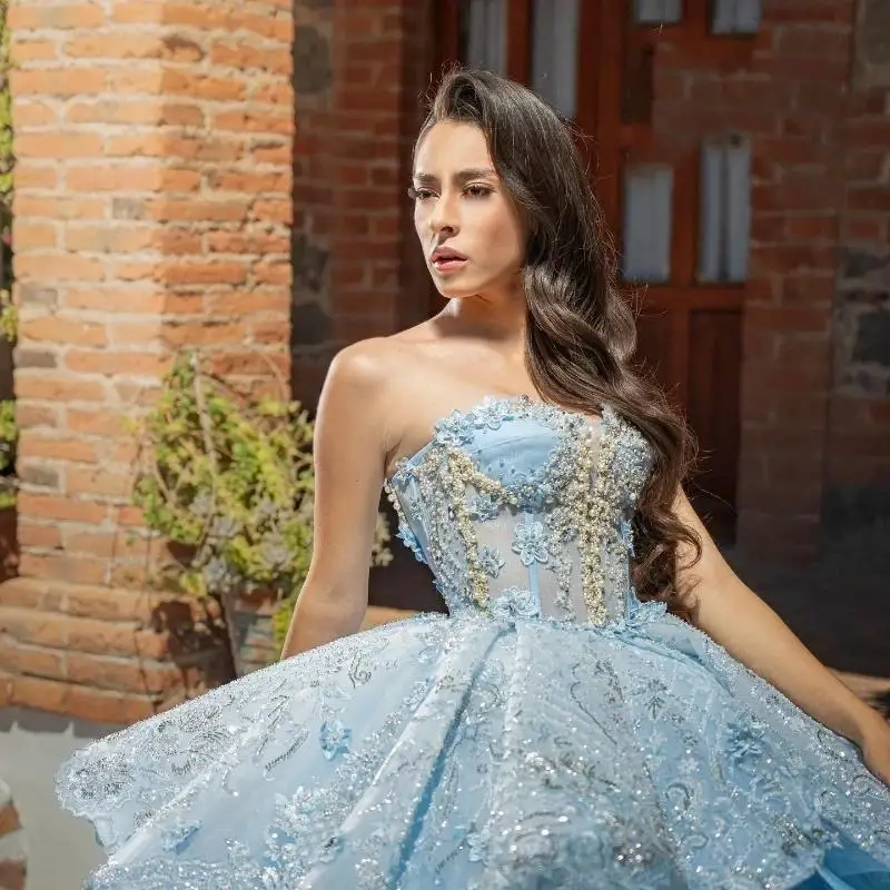 Sky blue sweetheart quinceanera