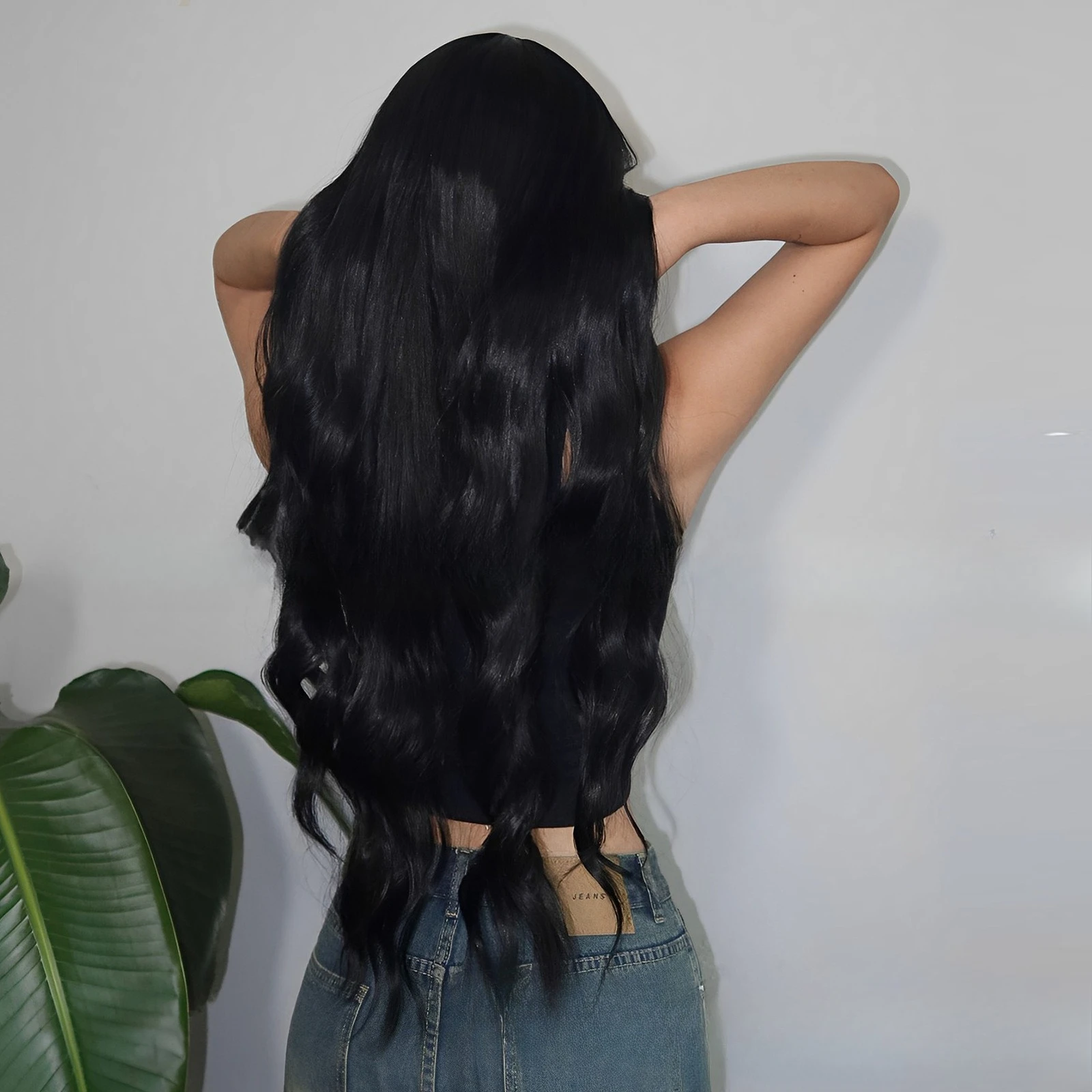 Black wig qi bangs long curly hair - Фотография_3