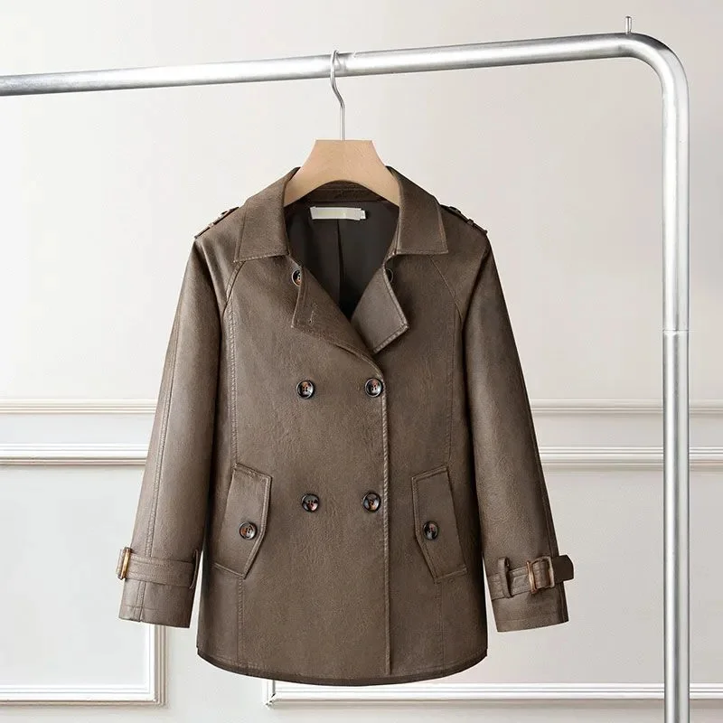 Новая материнская куртка из искусственной кожи осенне-зимнего цвета - Фотография_5