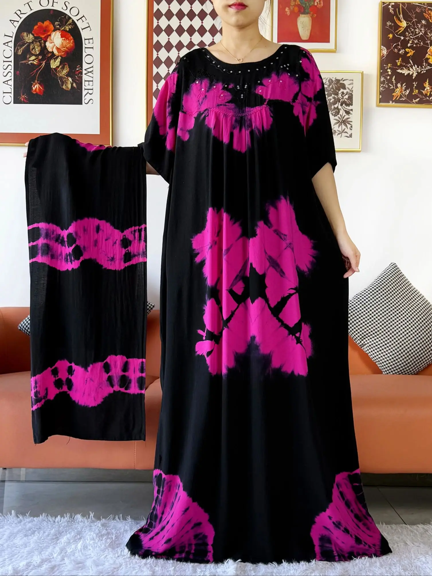 Последнее праздничное платье из хлопка с принтом