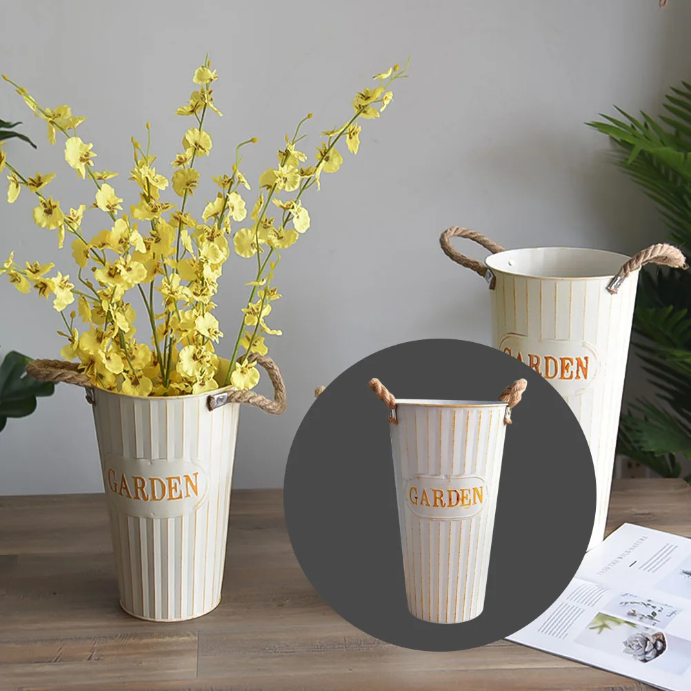 Ретро железное ведро для цветов для домашнего офиса - Фотография_5