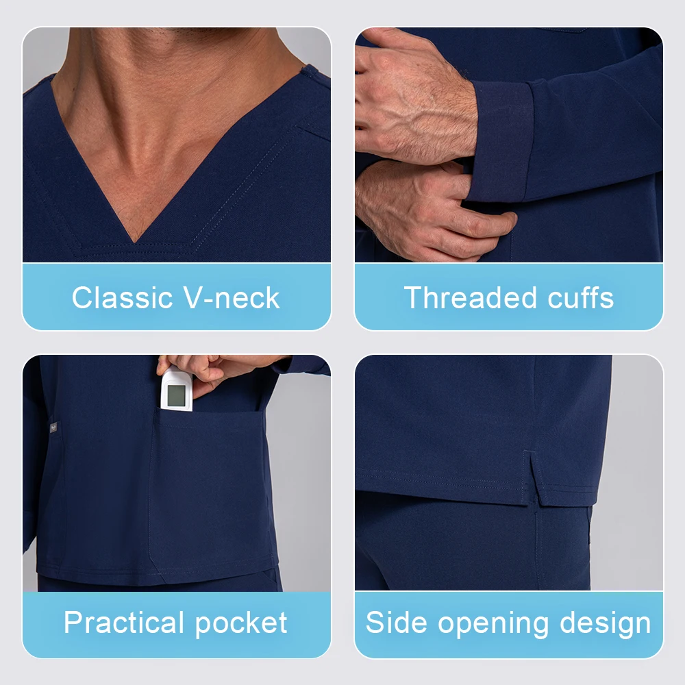 Kungfu scrubs мужская медицинская форма с длинными рукавами - Фотография_3