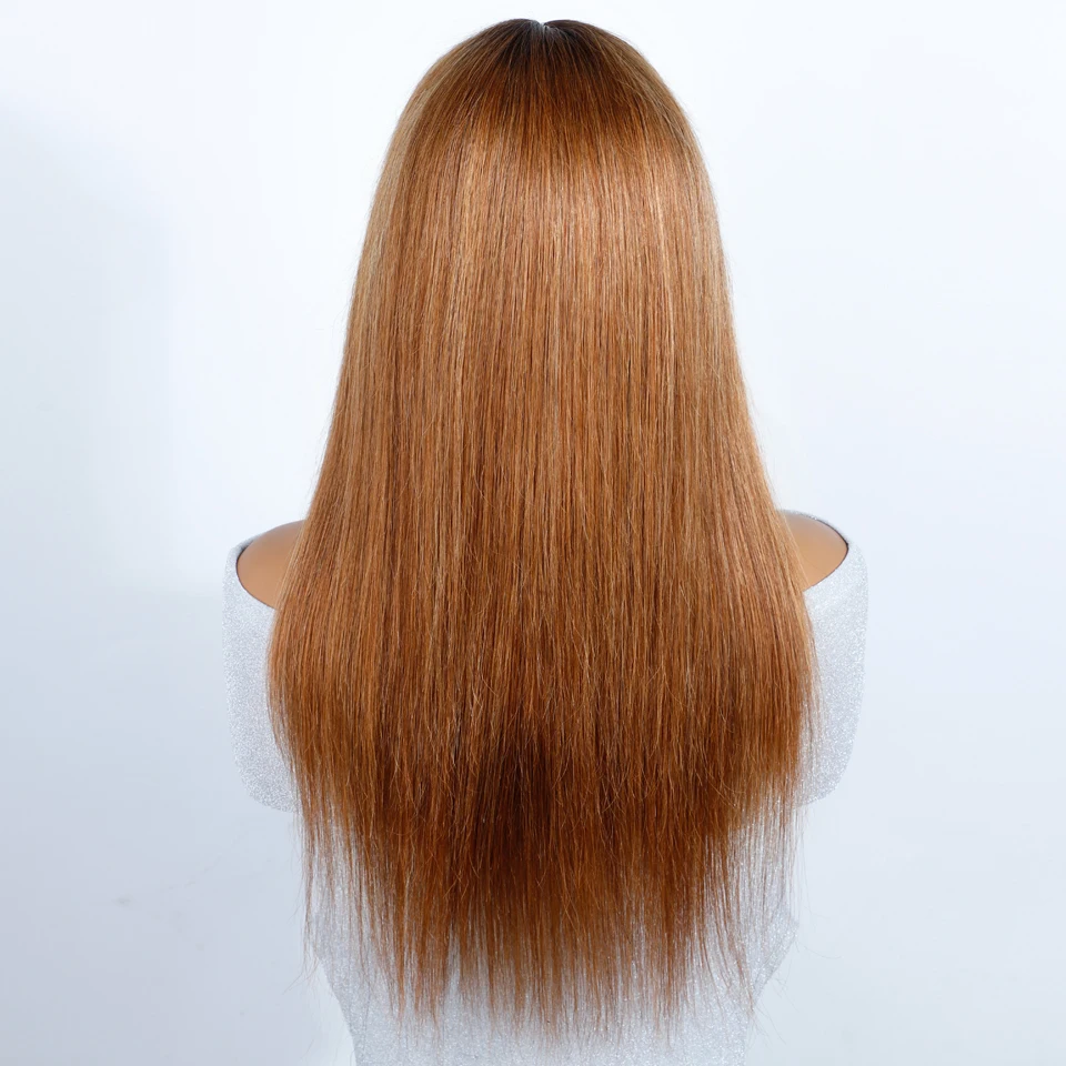 Ombre brown bone straight wig 13x1 - Фотография_4