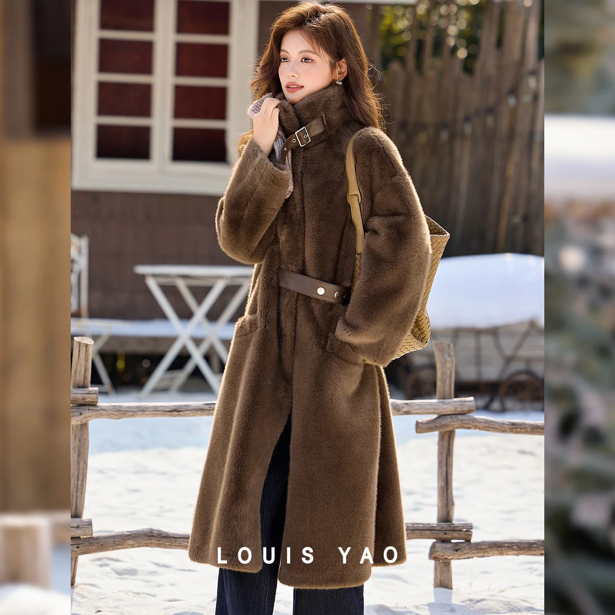 Louis yao, женское длинное пальто из мягкой искусственной норки - Фотография_2