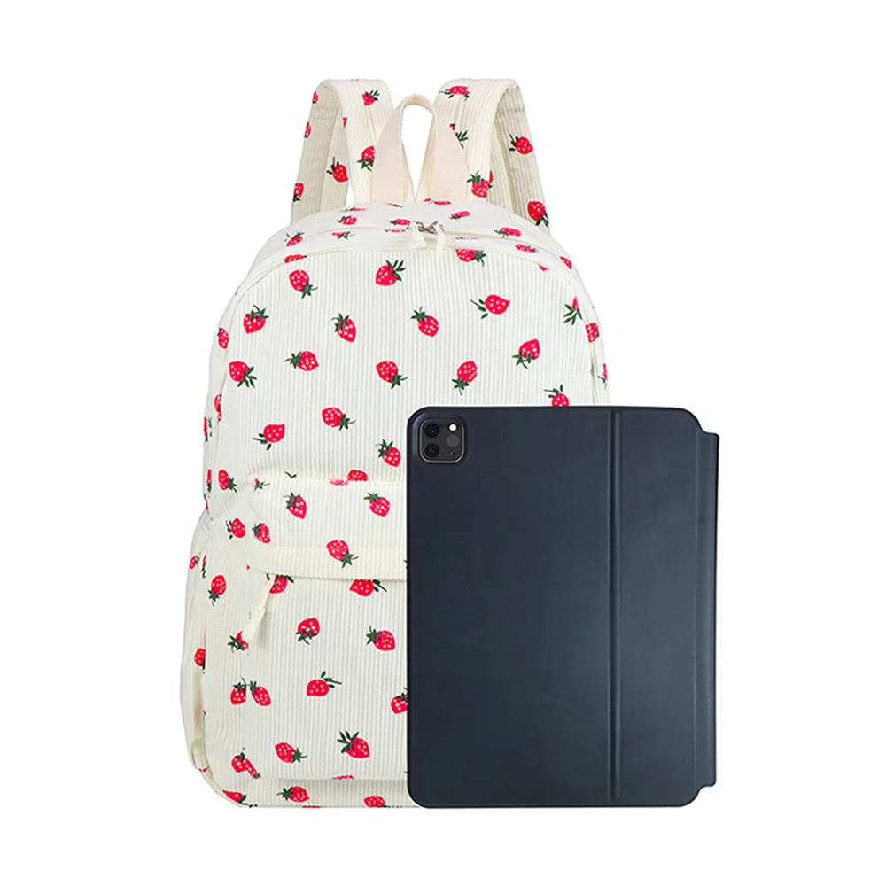 Новый клубничный вельветовый мягкий рюкзак для девочек - Фотография_3