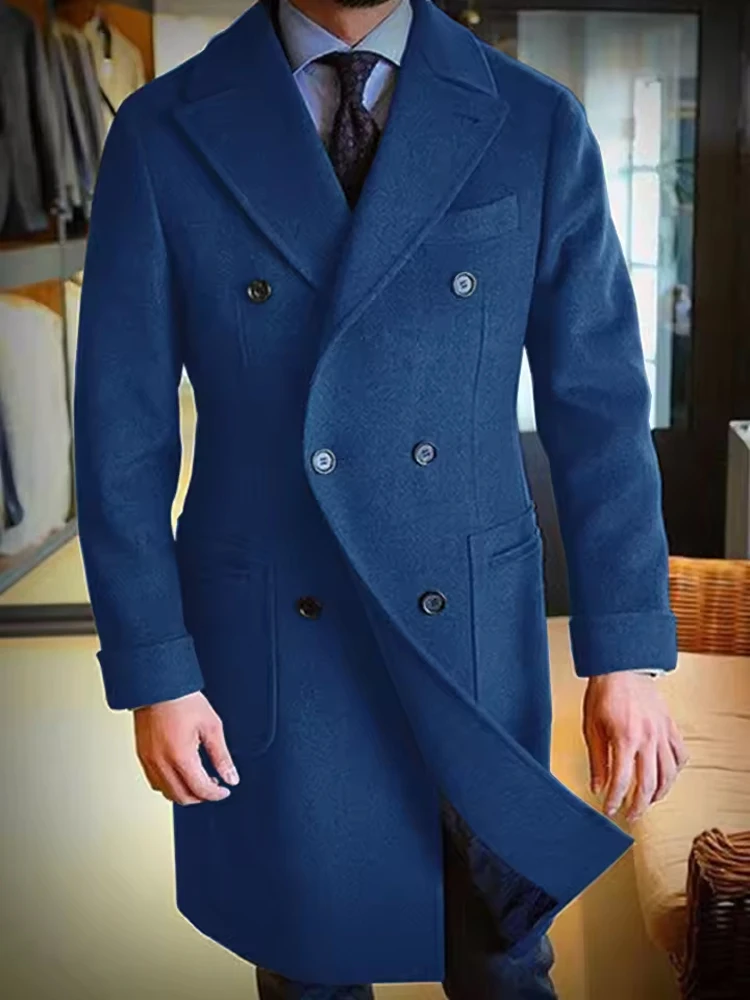 Мужское шерстяное пальто с длинными лацканами - Фотография_3