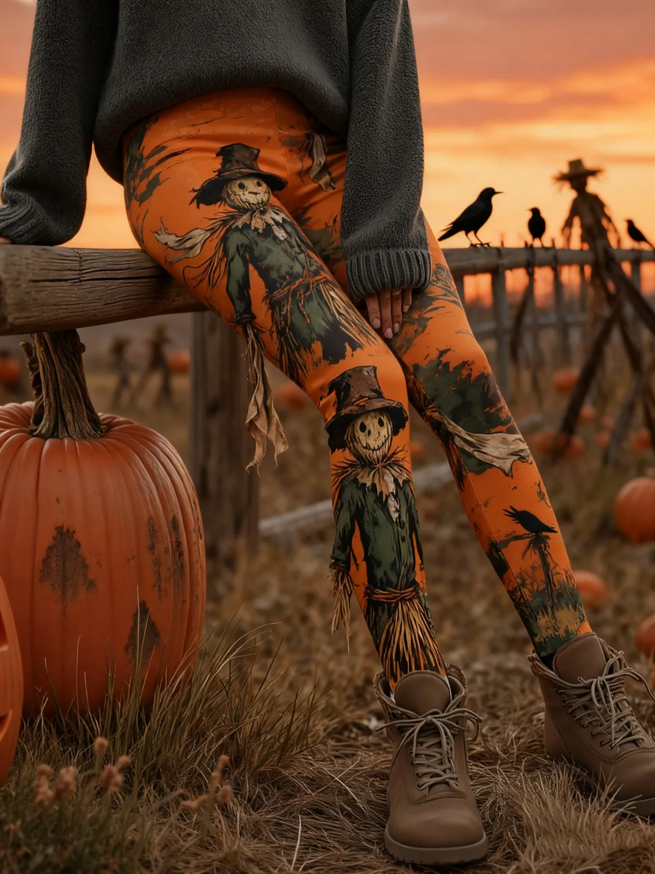 Женские леггинсы со скелетом на хэллоуин - Фотография_4