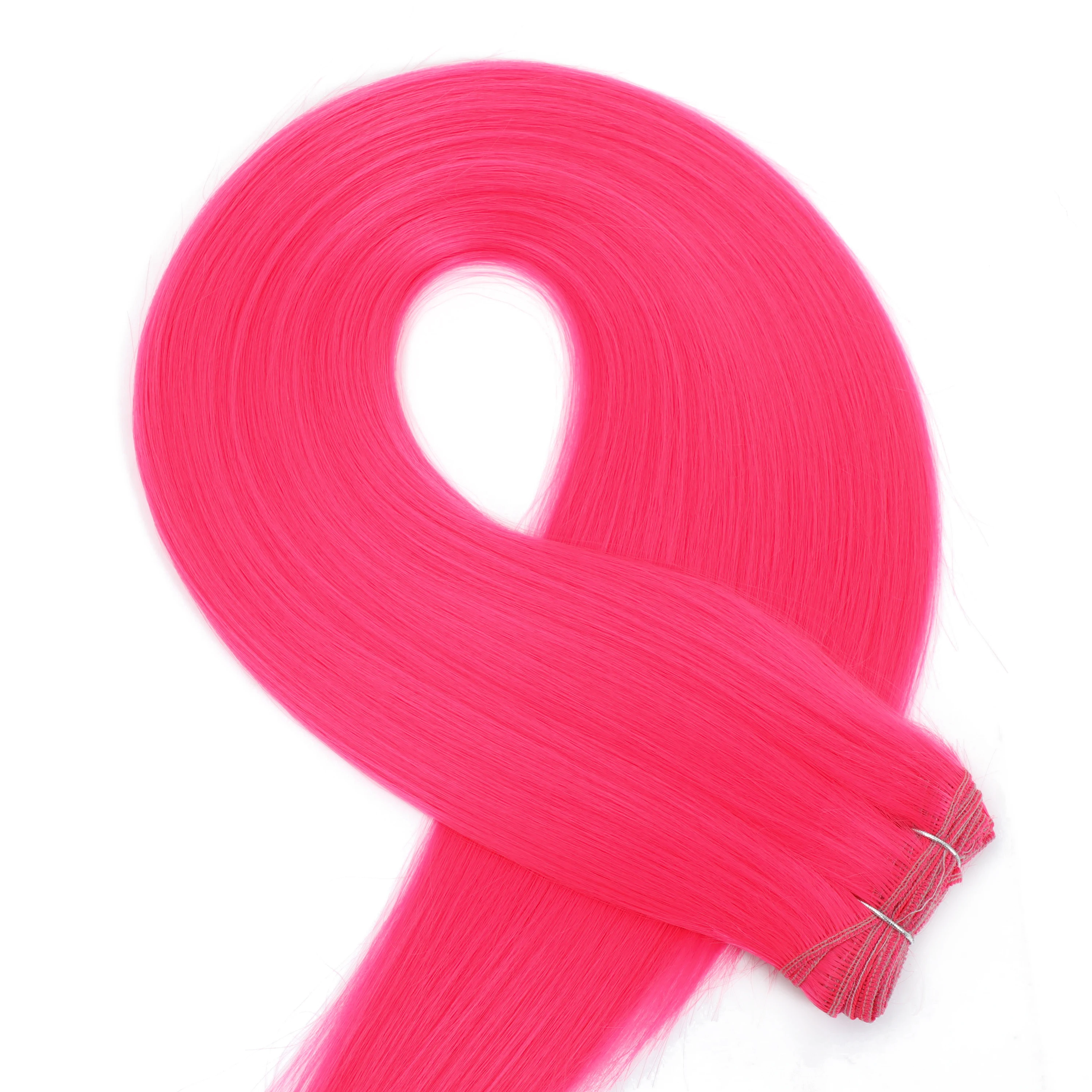 Необычные розовые прямые пучки волос с костями - Фотография_3