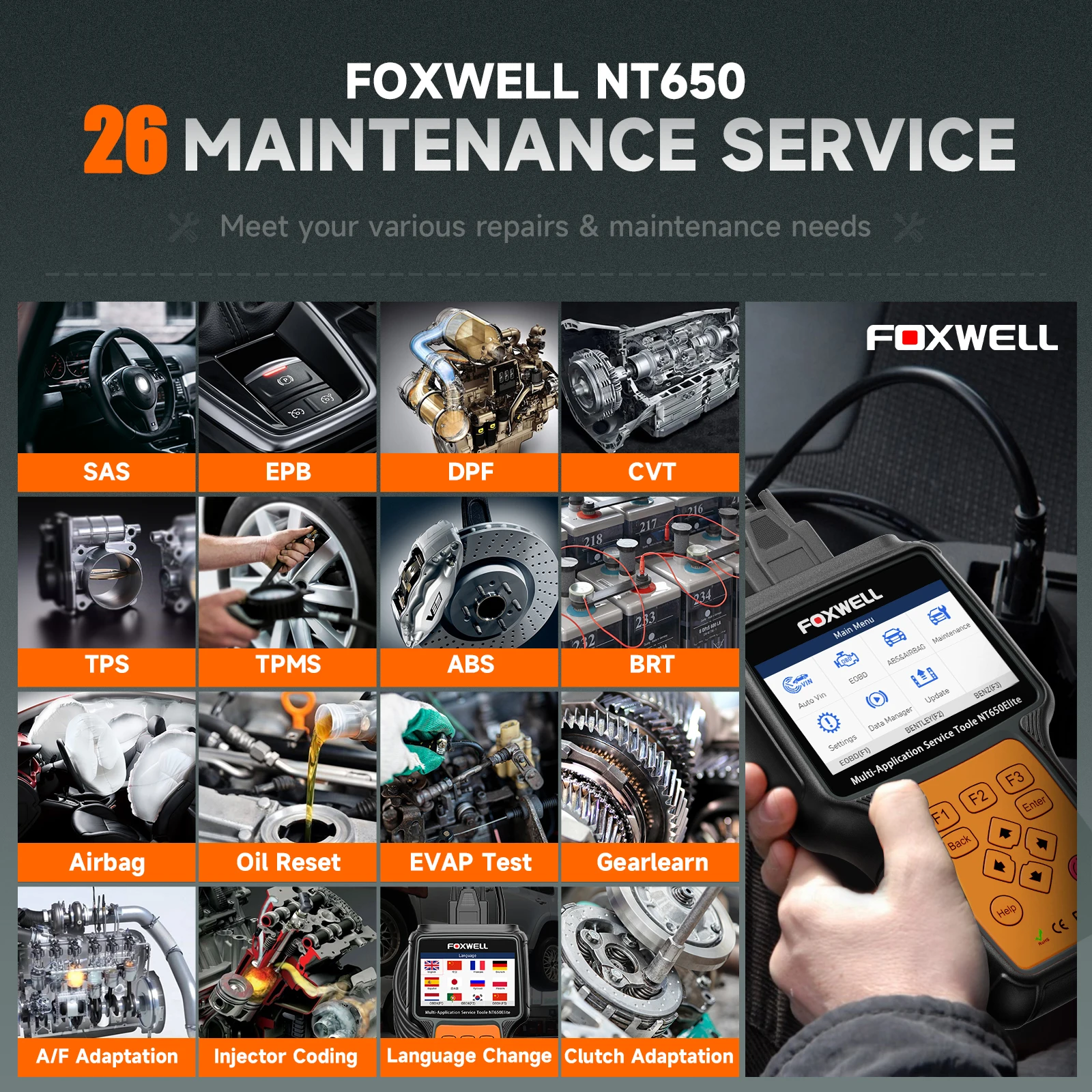 Foxwell nt650 elite obd2 автомобильный - Фотография_2