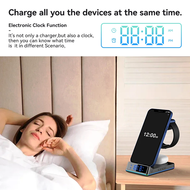 Беспроводная зарядная станция 3 в 1 для iphone 14 - Фотография_4