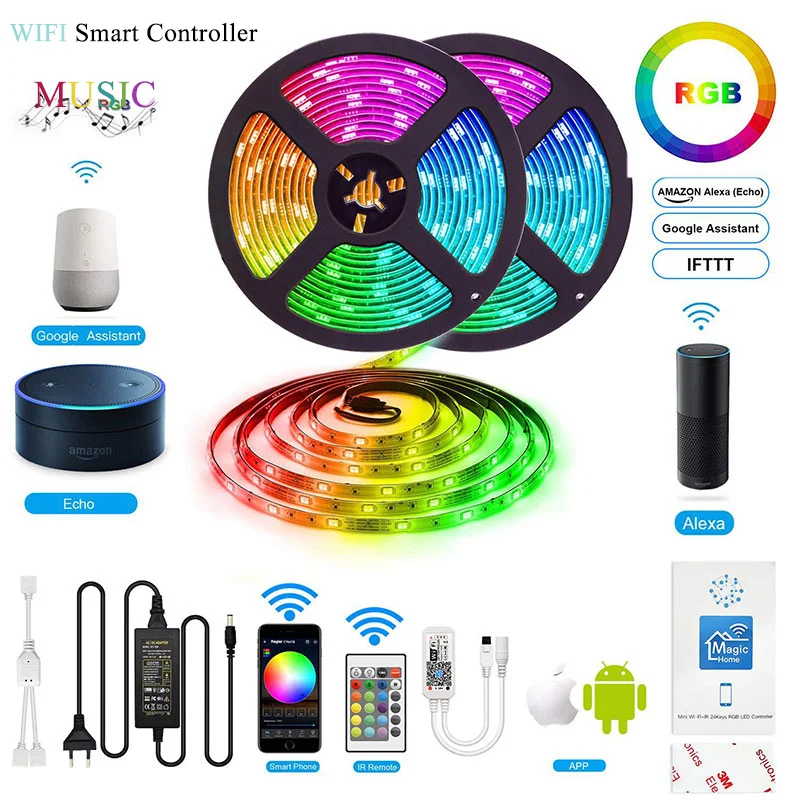 5m 10m 5050 rgb rgbw wi-fi светодиодная