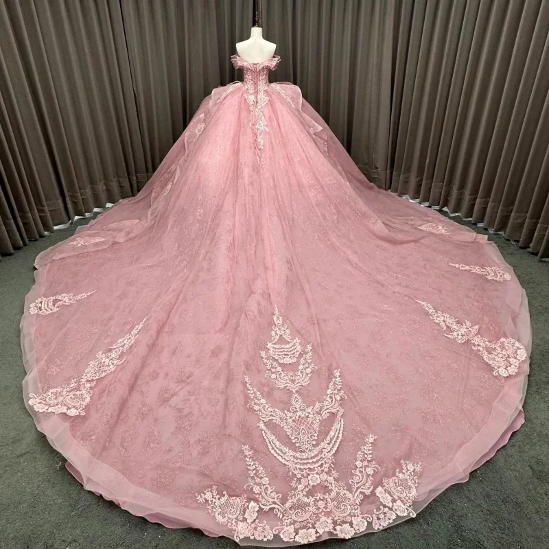 Блестящие розовые платья quinceanera - Фотография_4