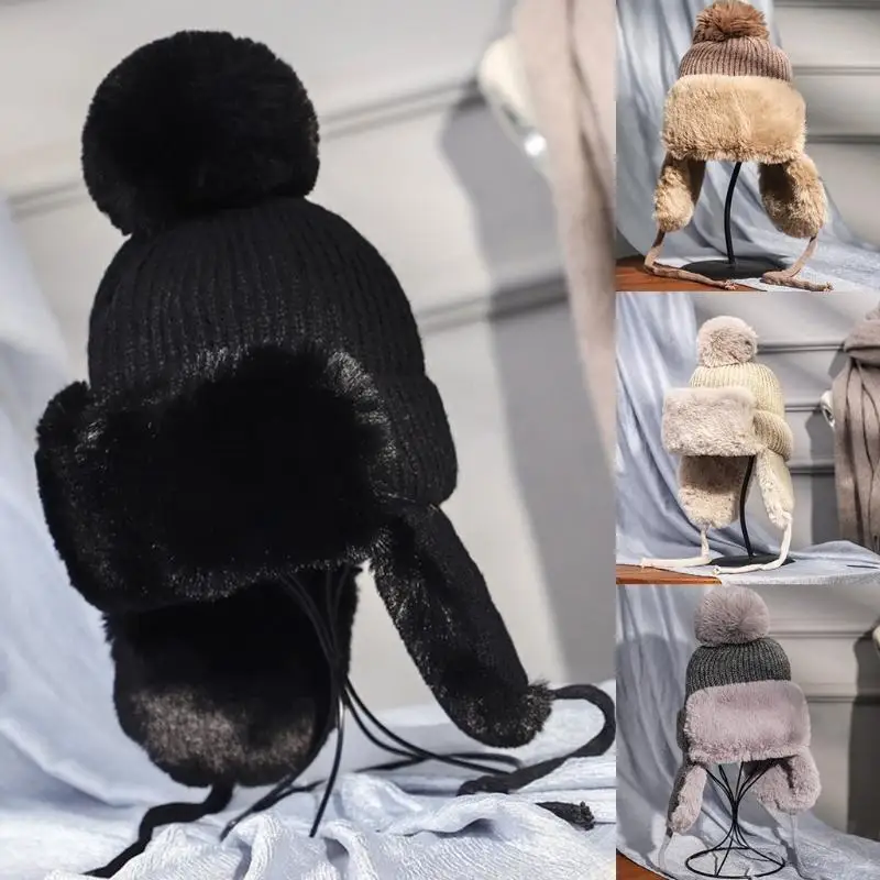 P88a женская зимняя вязаная шапка с помпоном - Фотография_3