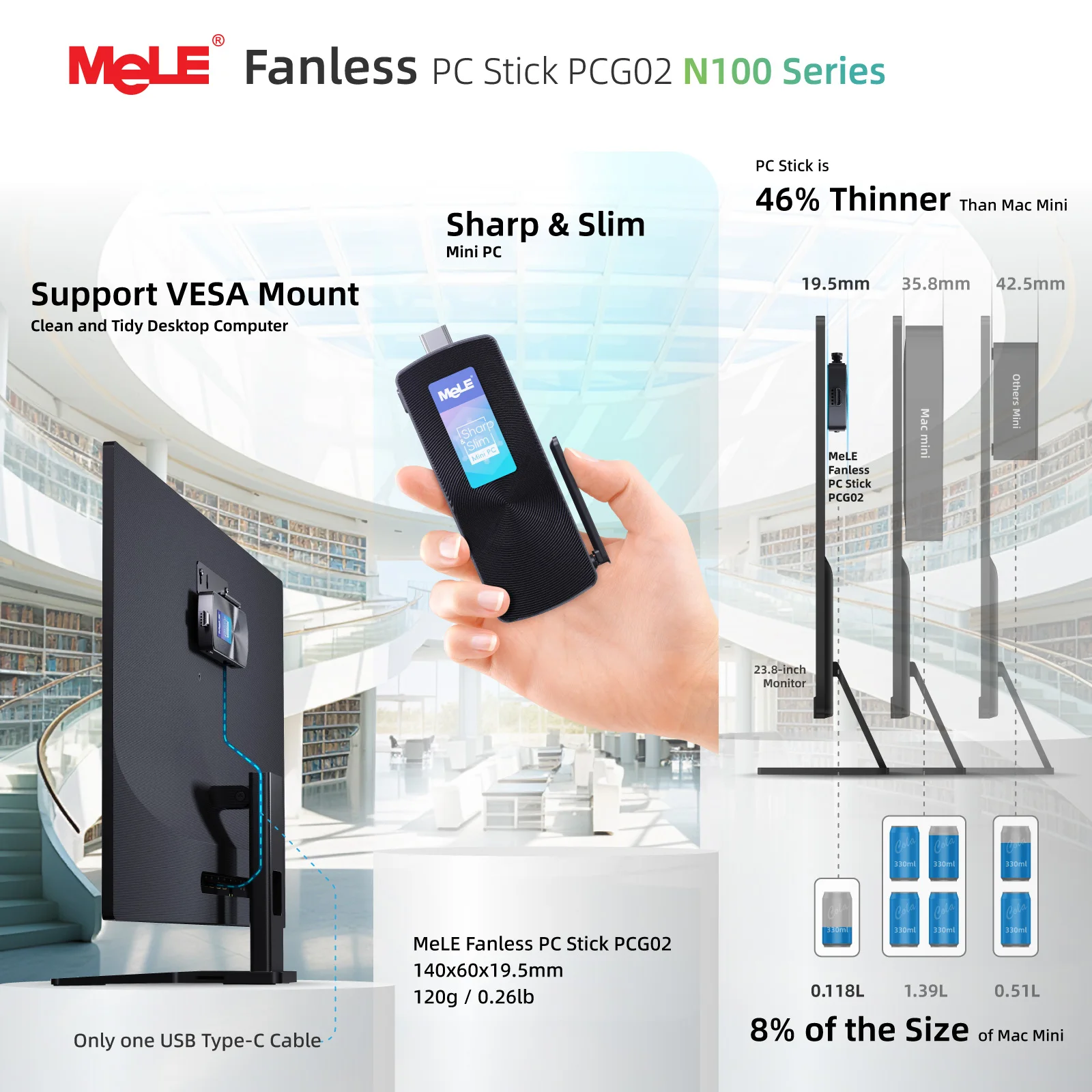 Мини-пк mele безвентилятора n100 8 гб 256 гб - Фотография_6