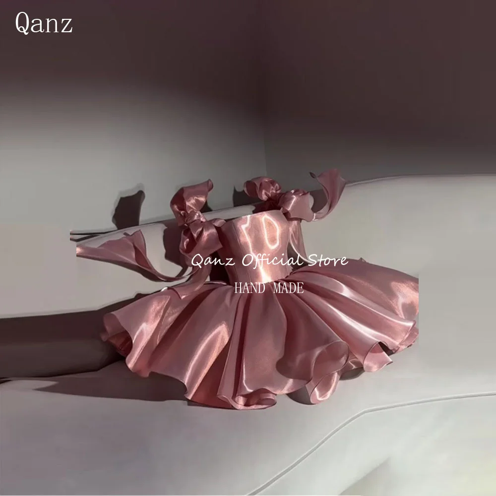 Qanz розовые атласные платья для