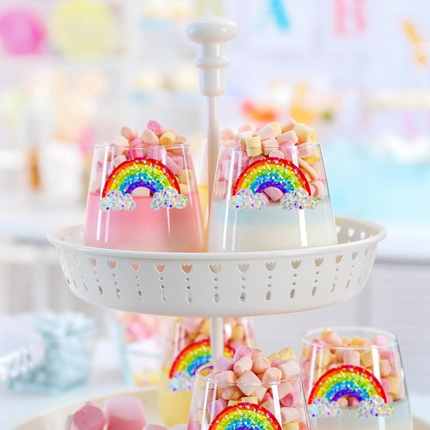 Блестящие радужные наклейки вечерние - Фотография_3