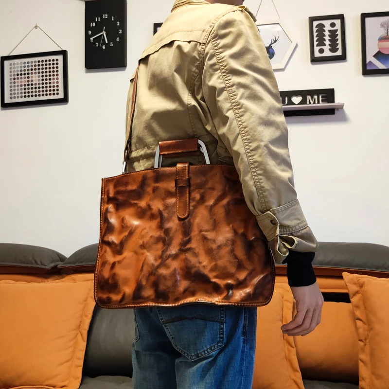 Винтажный женский портфель из воловьей - Фотография_2