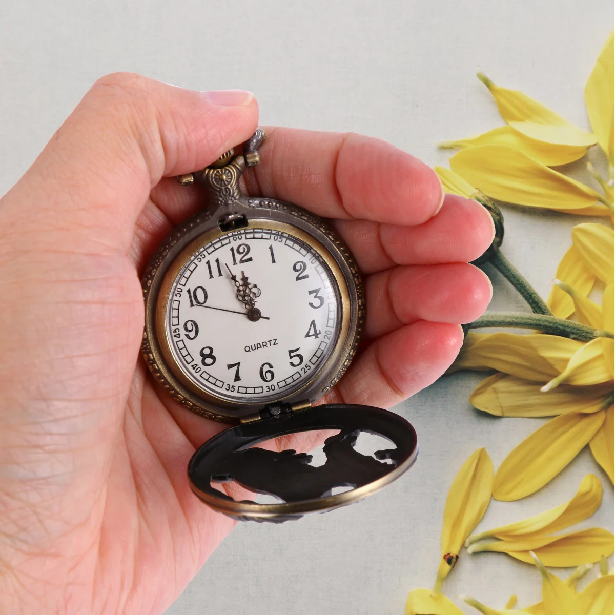 Классические полые карманные часы для собак в стиле ретро - Фотография_2