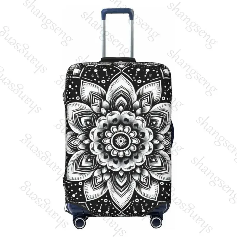 Геометрический красочный чехол для дорожного багажа с мандалой - Фотография_4