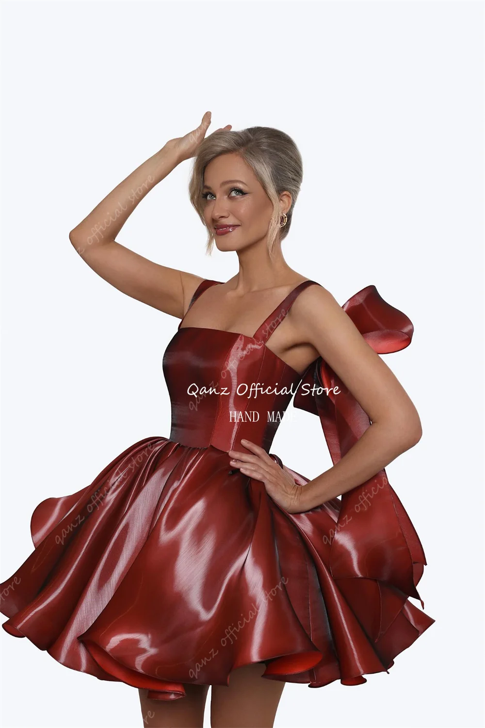 Qanz розовые атласные платья для - Фотография_6