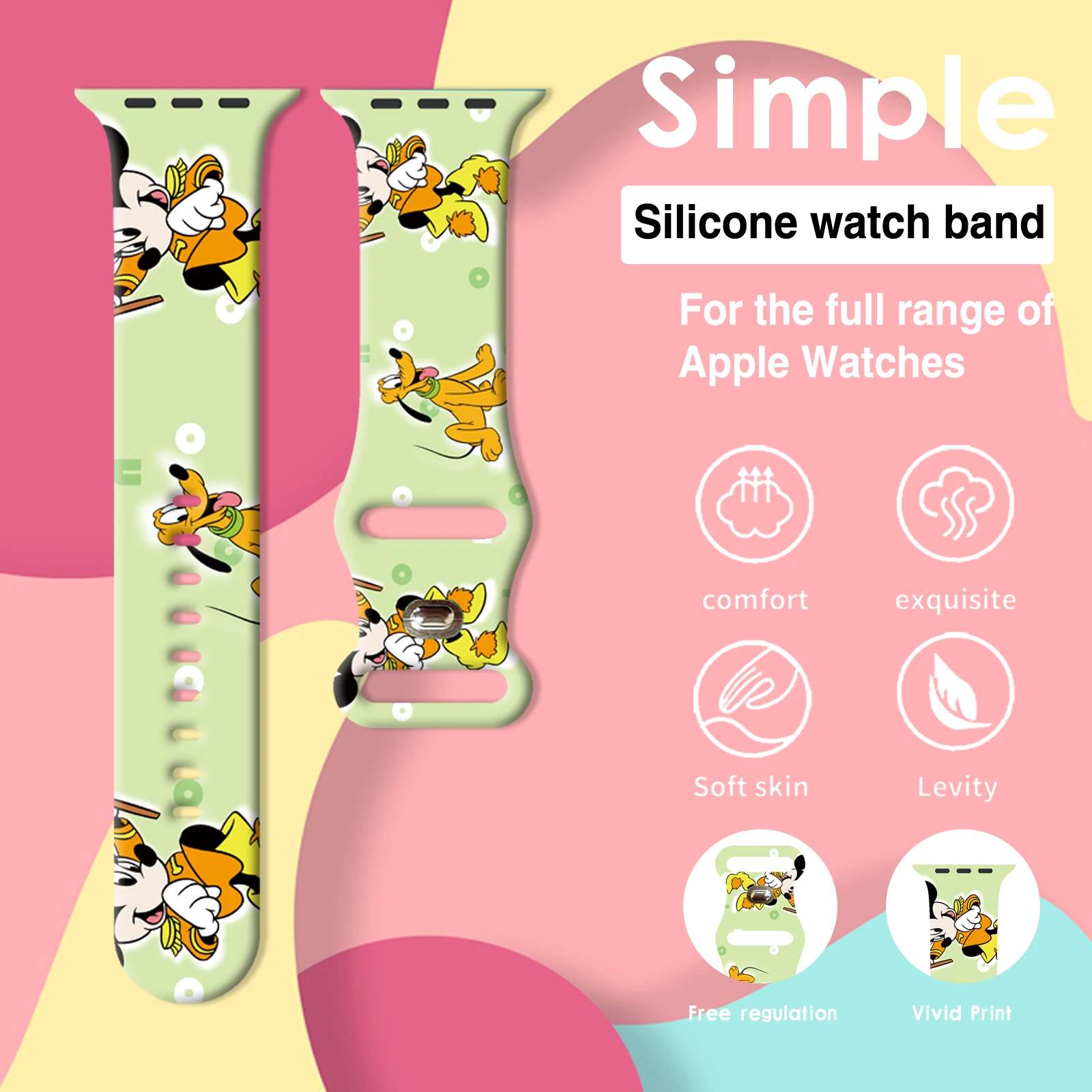 Ремешок для часов с принтом disney mickey club 3 для apple watch 11 - Фотография_2