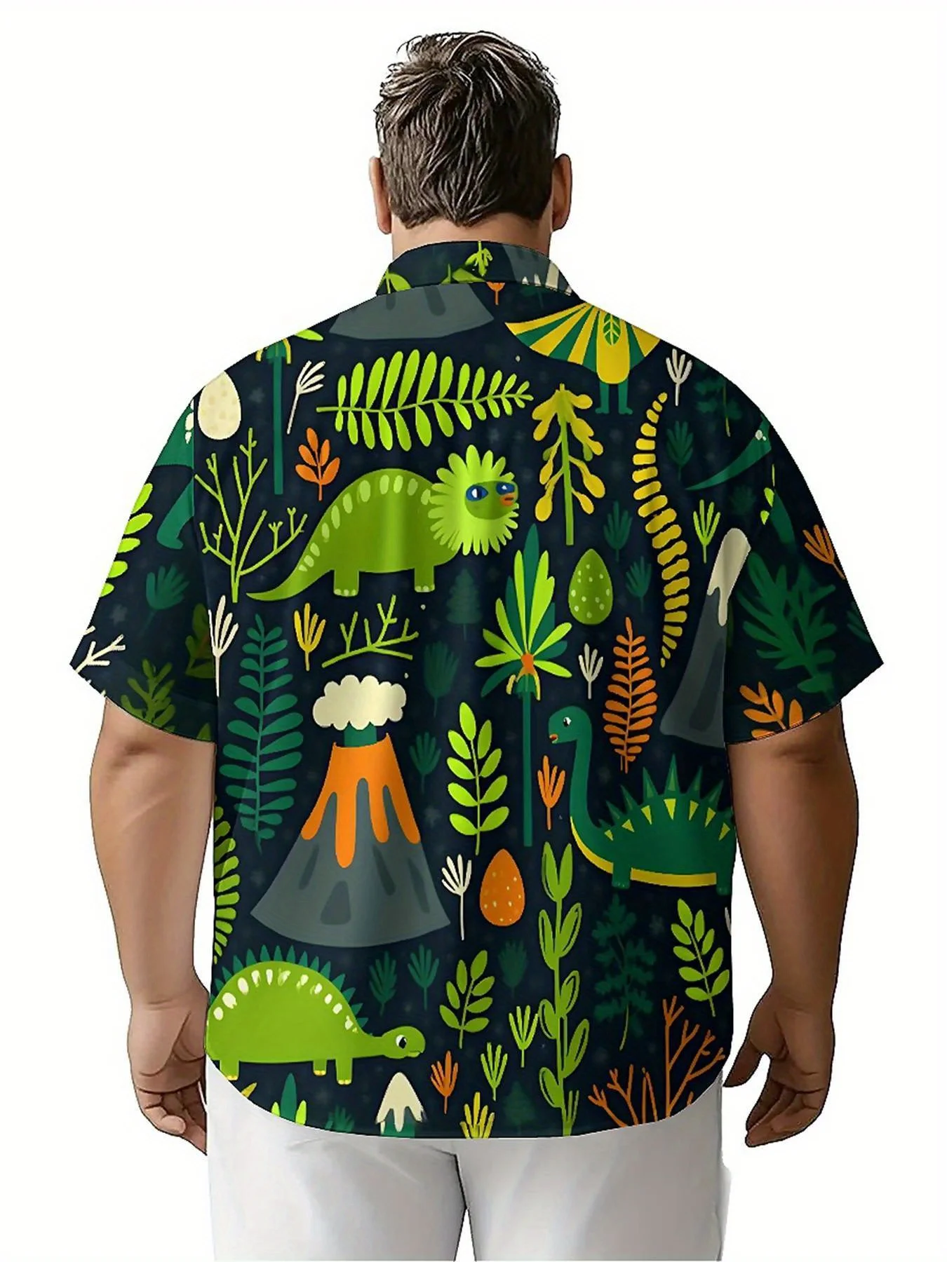 Мужские гавайские рубашки больших размеров с рисунком динозавра - Фотография_5
