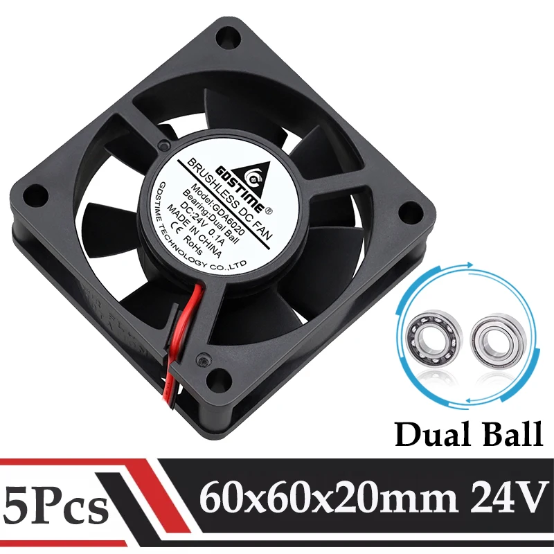 Gdstime 24v 60x60x20 мм 60 мм двойной