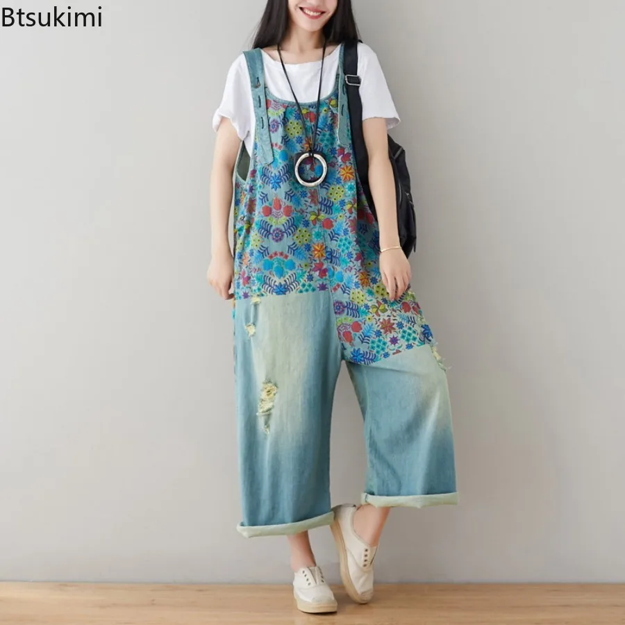 Джинсы, весенние женские винтажные комбинезоны с принтом - Фотография_6