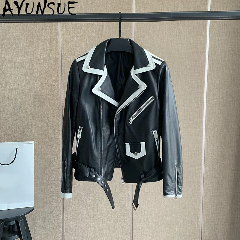 Ayunsue, женская кожаная куртка из 100% натуральной овчины