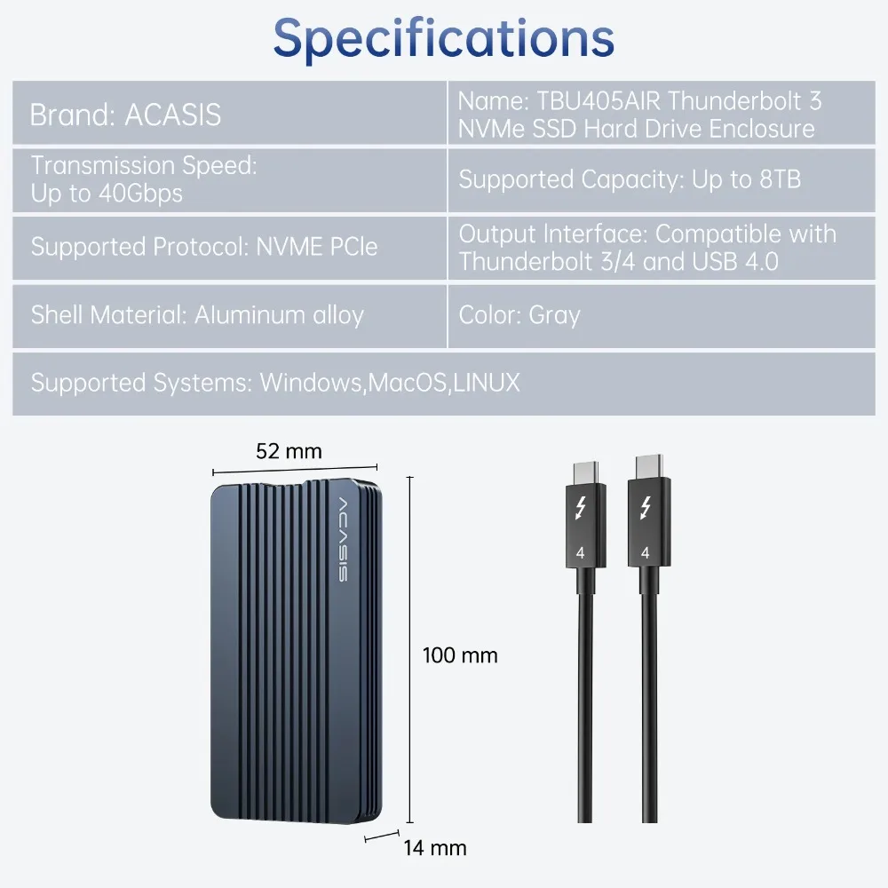 Корпус ssd acasis 40 гбит/с usb 4 - Фотография_6