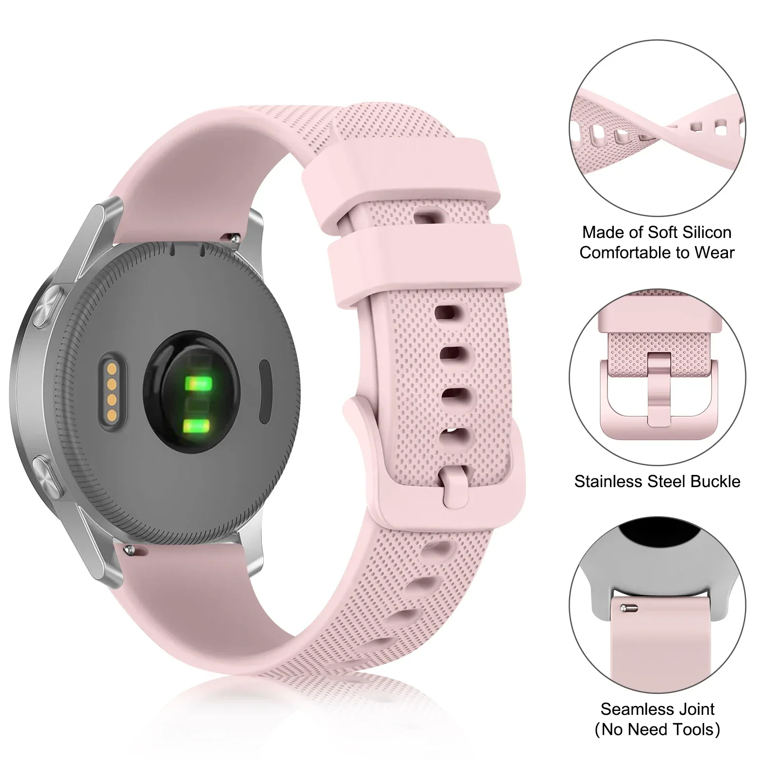 Силиконовый ремешок 18 мм для garmin vivoactive 4s/3s/2s venu2s/3s - Фотография_4