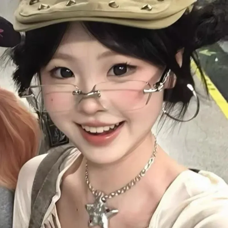 Женские очки y2k в квадратной оправе в стиле ретро для девочек - Фотография_4