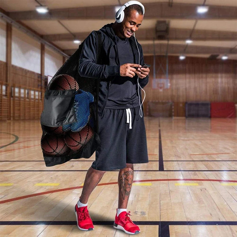 Сумка для хранения баскетбольного мяча с карманом на молнии - Фотография_4