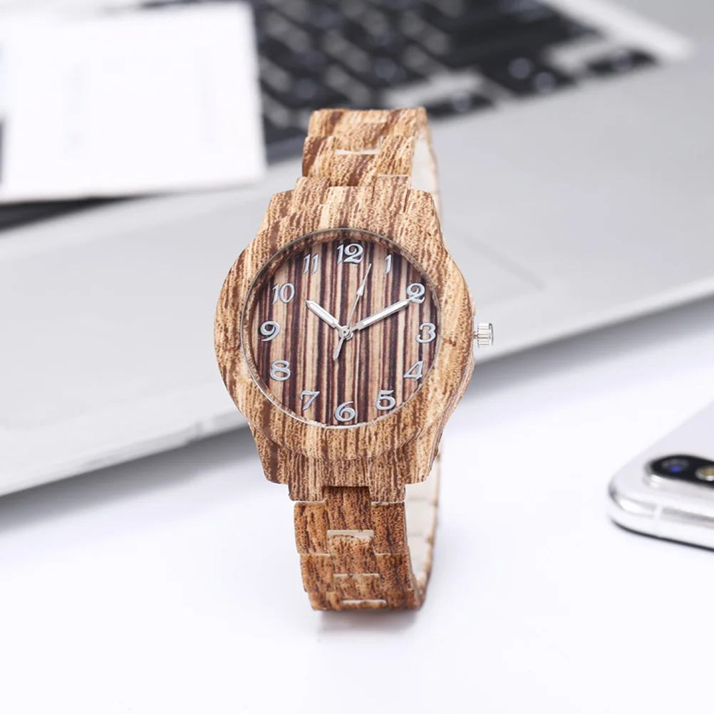 Кварцевые часы для пары с бамбуковым зерном - Фотография_3