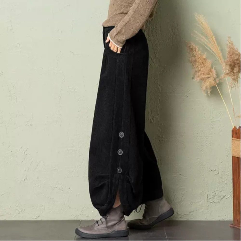 Вельветовые широкие брюки y2k в стиле харадзюку для пикантных девушек - Фотография_5