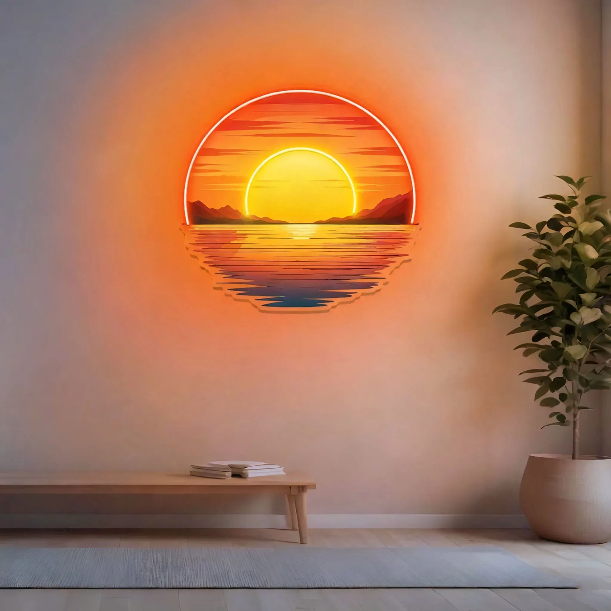 Неоновая вывеска на закате