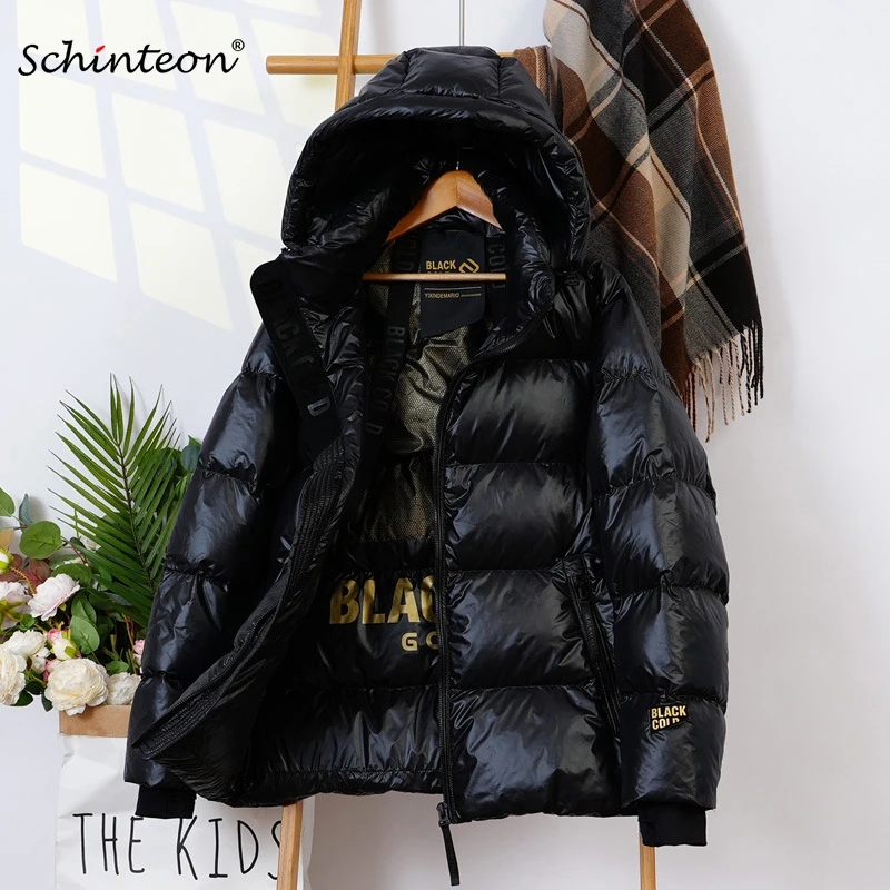 Schinteon женская белая куртка на утином пуху с капюшоном