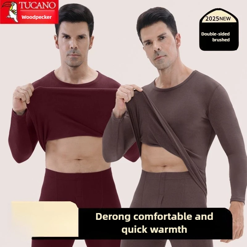 Дятел, осенне-зимний двусторонний бархатный внутренний теплый костюм - Фотография_4